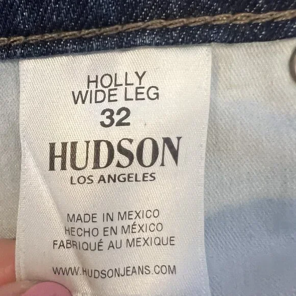 Hudson Anthropologie Women Jeans Holly Wide Leg Cropped Size 32 Blue Denim Zip - Picture 4 of 16